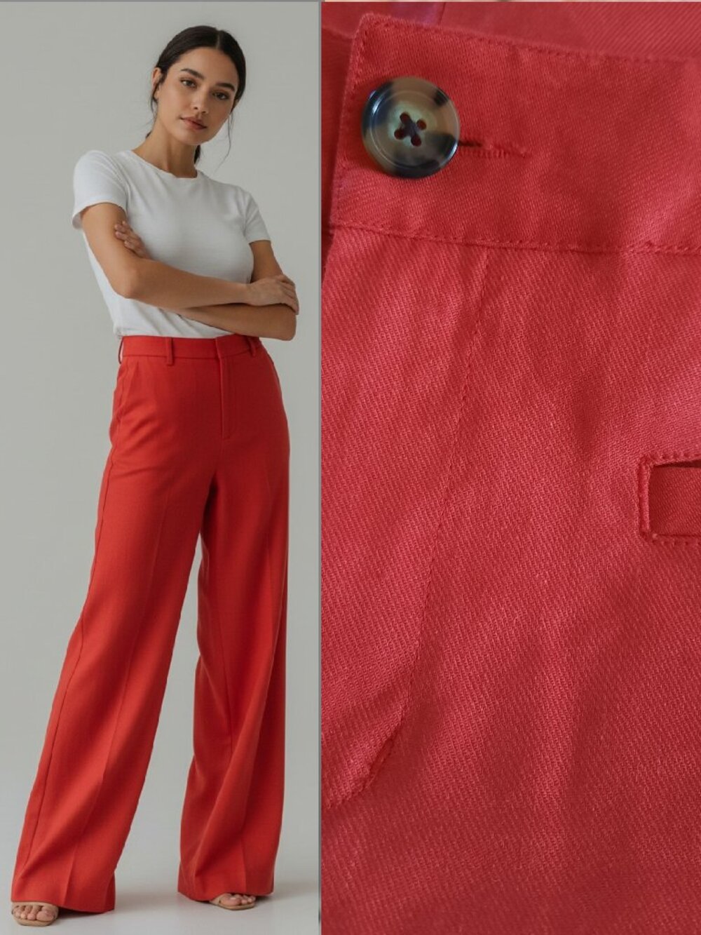 CAbi Wide Leg Pants in Coral Red